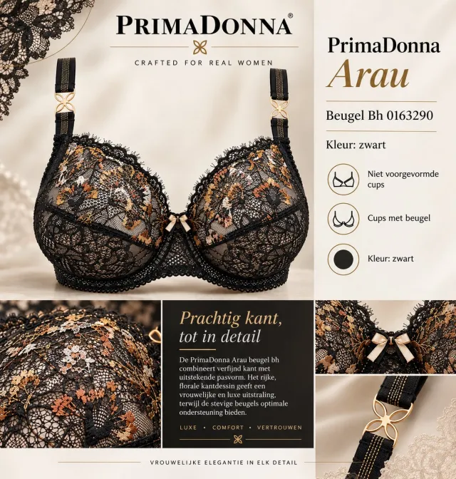 PrimaDonna Arau Beugel Bh 0163290 Zwart - maat EU 85F / FR