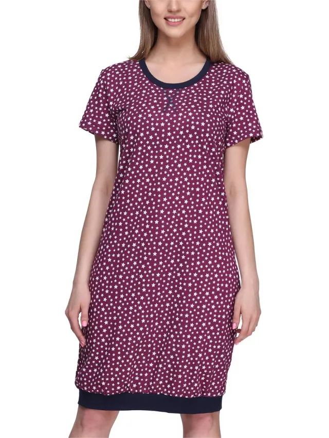 Merry Style Dames Pyjama - Korte mouwen – Katoen – Wijnrood/sterren – M - MS-MS10-184-ND