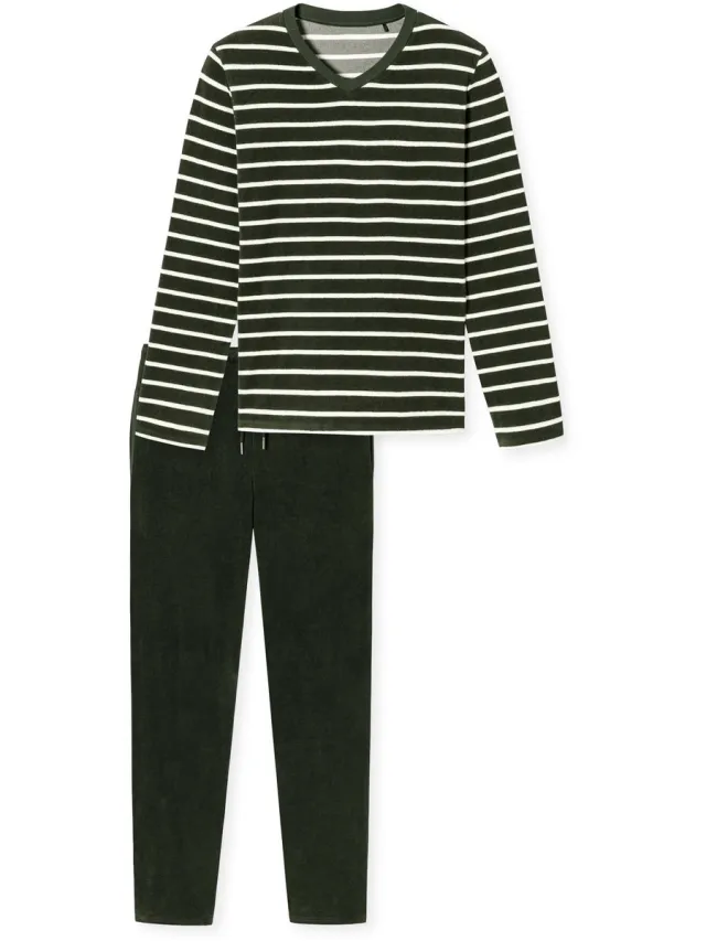 Schiesser Pyjama lang - Heren - Pyjamas dunkelgrün
