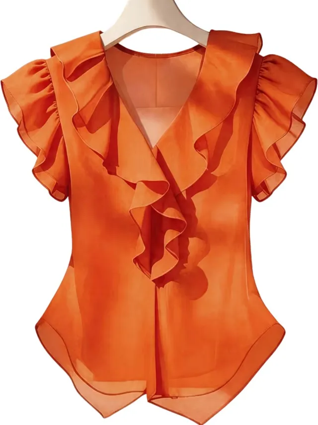 Currero Topje Dames - Top Kleding - Shirt - Blouse - Kort - Volwassen - Oranje