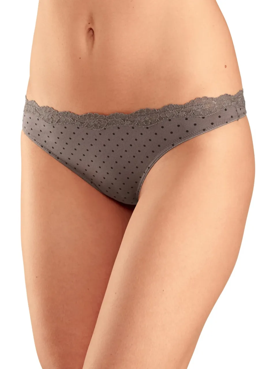 Lascana string taupe, gestippeld en gestreept effen taupe, gestippeld/gestreept, gestreept