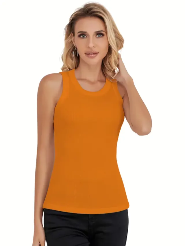 Currero Topje Dames - Top Kleding - Shirt - Blouse - Kort - Volwassen - Oranje