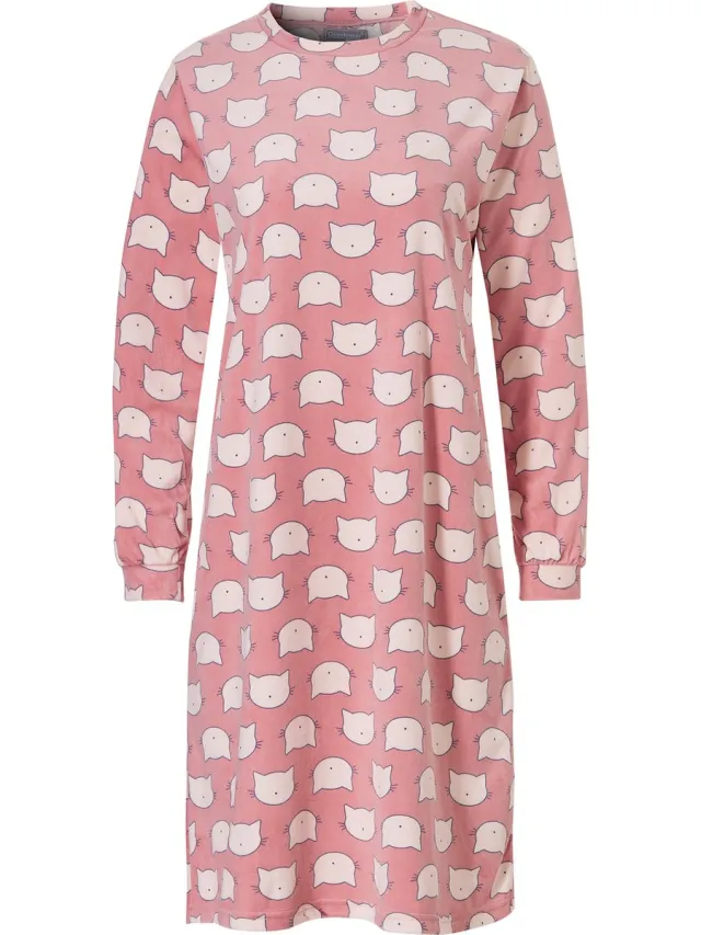 Cocodream Quality Cocodream Dames Velours Nachthemd Lange Mouw Roze