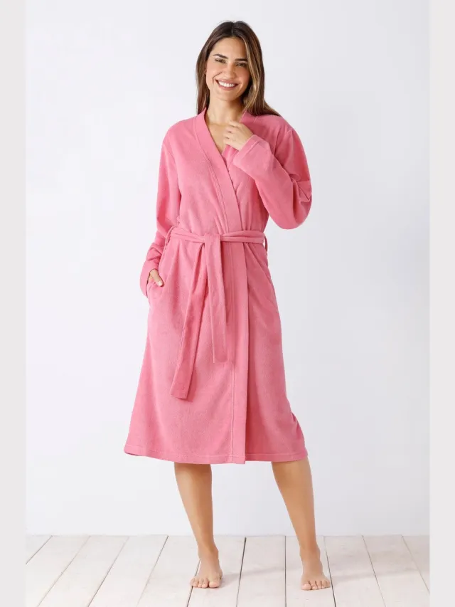 Hajo Roze badstof badjas Hajo - Roze - Maat - 36/38