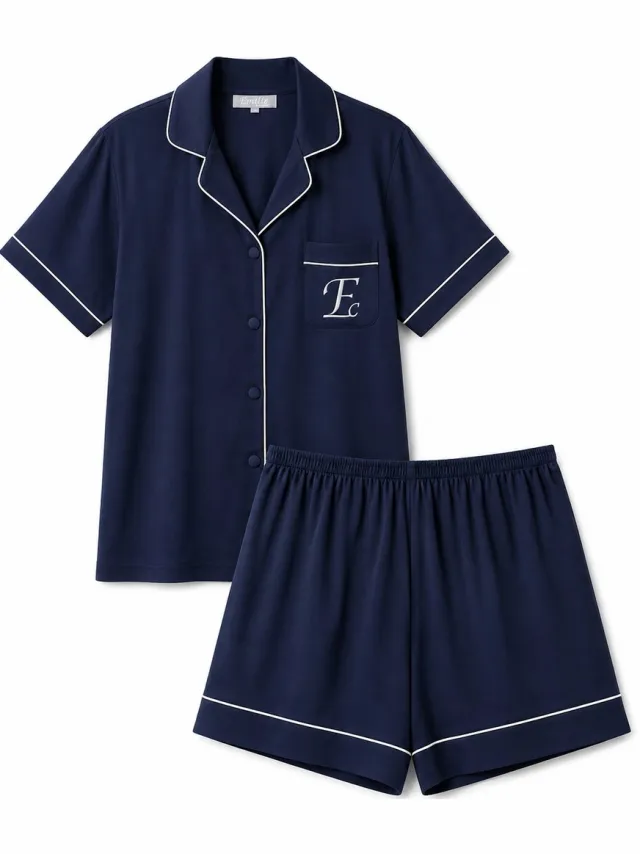 Emilie collection Pyjama - shortama - Marineblauw - Pyjamaset