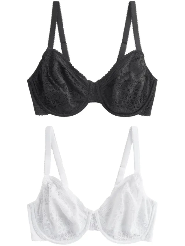 Next Dames - Set van 2 DD+ minimizer beha's zonder vulling met volledige cups - Zwart Black/White
