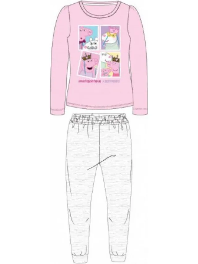 Peppa Pig Pyjama - Roze met grijs - Meisjespyjama