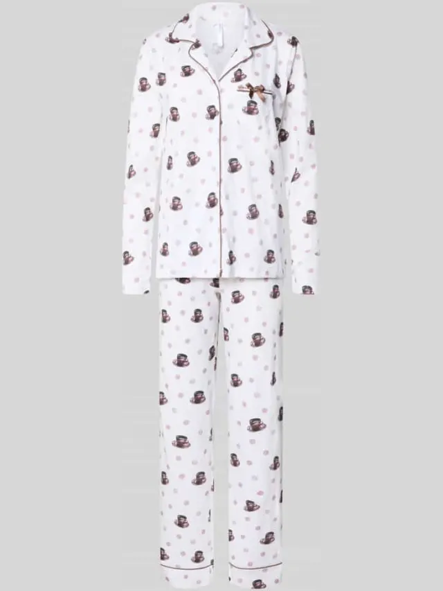 LOUIS & LOUISA Pyjama-set van puur katoen model 'Meine Auszeit' Wit