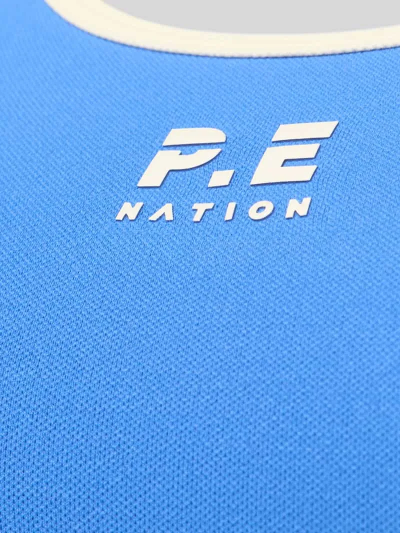 P.E Nation Sport-bh met logoprint en low support koningsblauw, foto 3