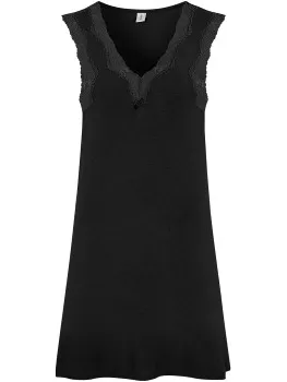 Damella Bamboo With Lace Nightdress Zwart,Wit,Beige,Rood,Lila,Groen