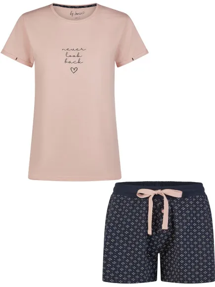 By Louise Dames korte pyjama set shortama roze, foto 2