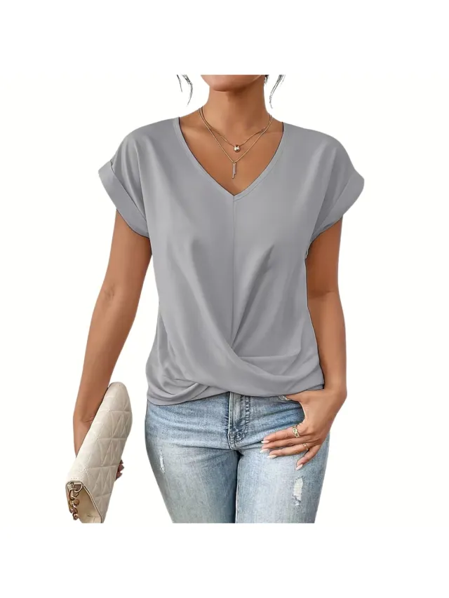 Currero Topje Dames - Top Kleding - Shirt - Blouse - Kort - Volwassen - Grijs