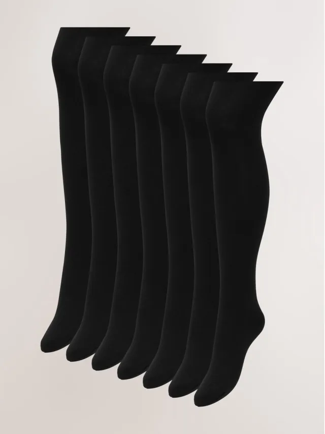 Next Dames - Set van 7 ondoorschijnende panty's van 100 denier - Zwart Black