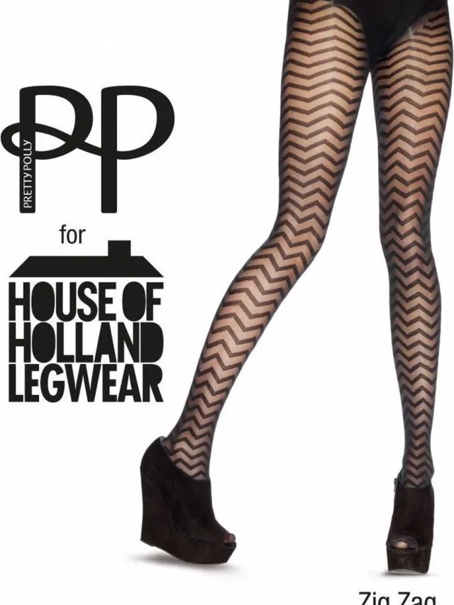 Pretty Polly House of Holland Panty - Zig Zag patroon - Zwart - One Size