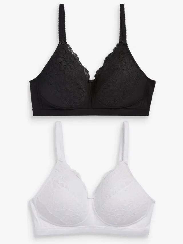 Next Dames - B-G Post Surgery Non Wired Ultimate Comfort Beha's 2 Set - Zwart Black/White