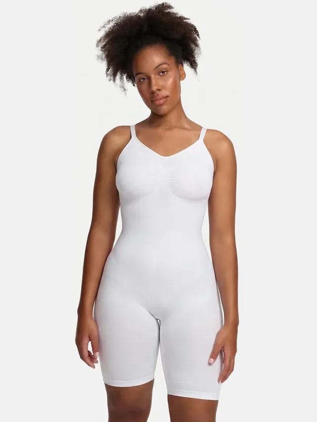 cfab Figuurcorrigerende shapewear met shorts - Wit - L - Corrigerende Body - Naadlos - corrigerend ondergoed dames