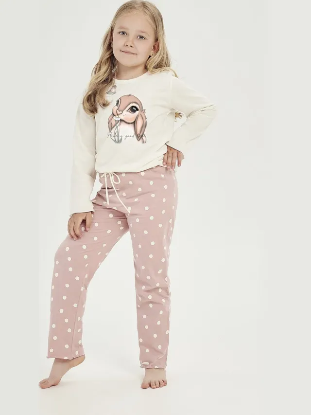 Taro Pyjama - Bunny - 100% Katoen. Maat 116 cm / 6 jaar. Ecru multi