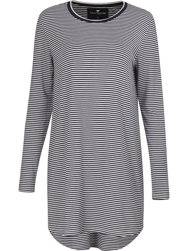Tom Tailor Blauw gestreept nachthemd Tom Tailor DonkerBlauw