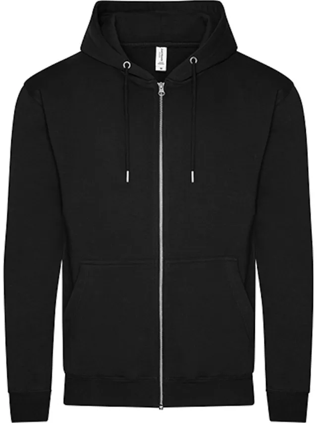 Just Hoods Organic Hoodie met rits en capuchon Black Deep Black