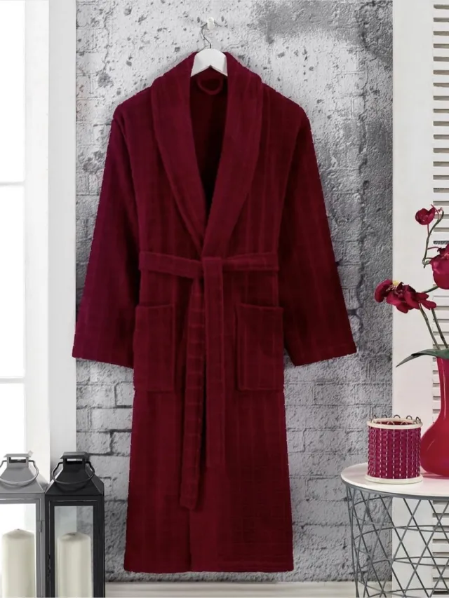 Lubna Home Badjas S-M Triga Badjas Zacht Katoen S-M STONE ROOD