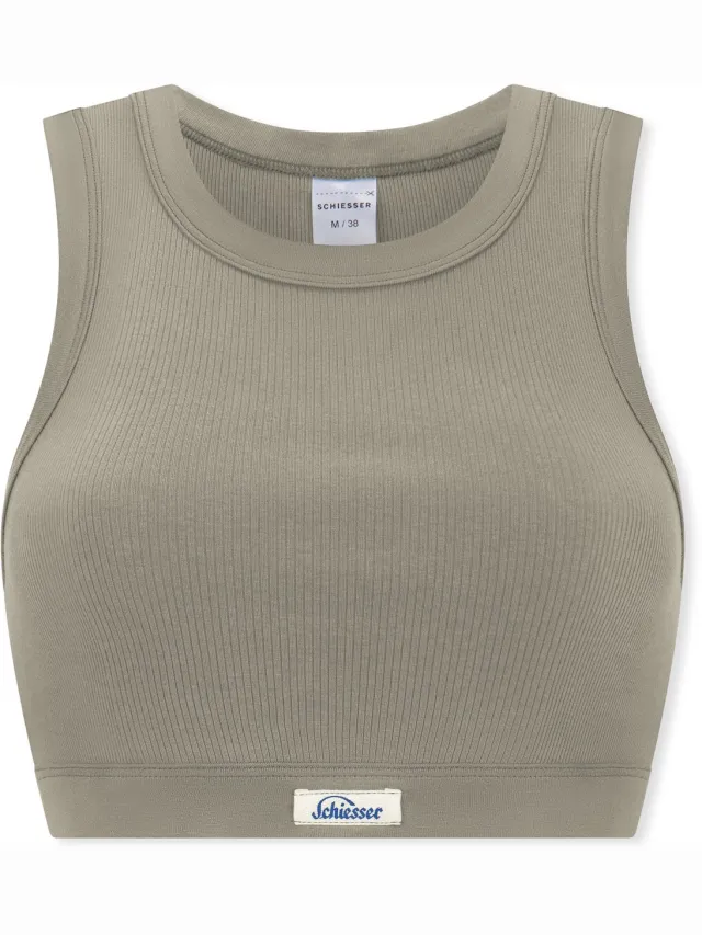Schiesser dames Revival Paula bustier met fijne rib (1-pack) - bralette - jade