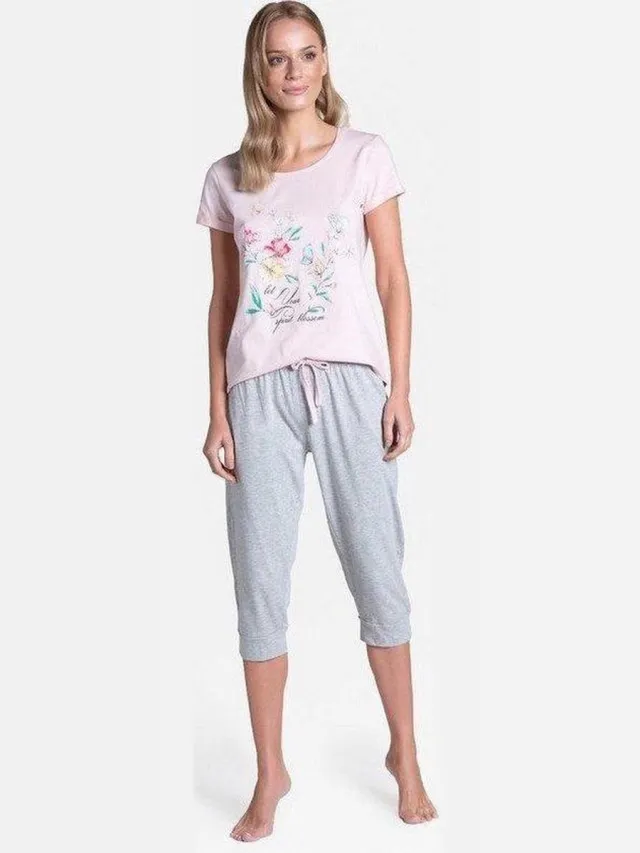 Esotiq & Henderson Henderson Tamia dames katoen pyjama Roze