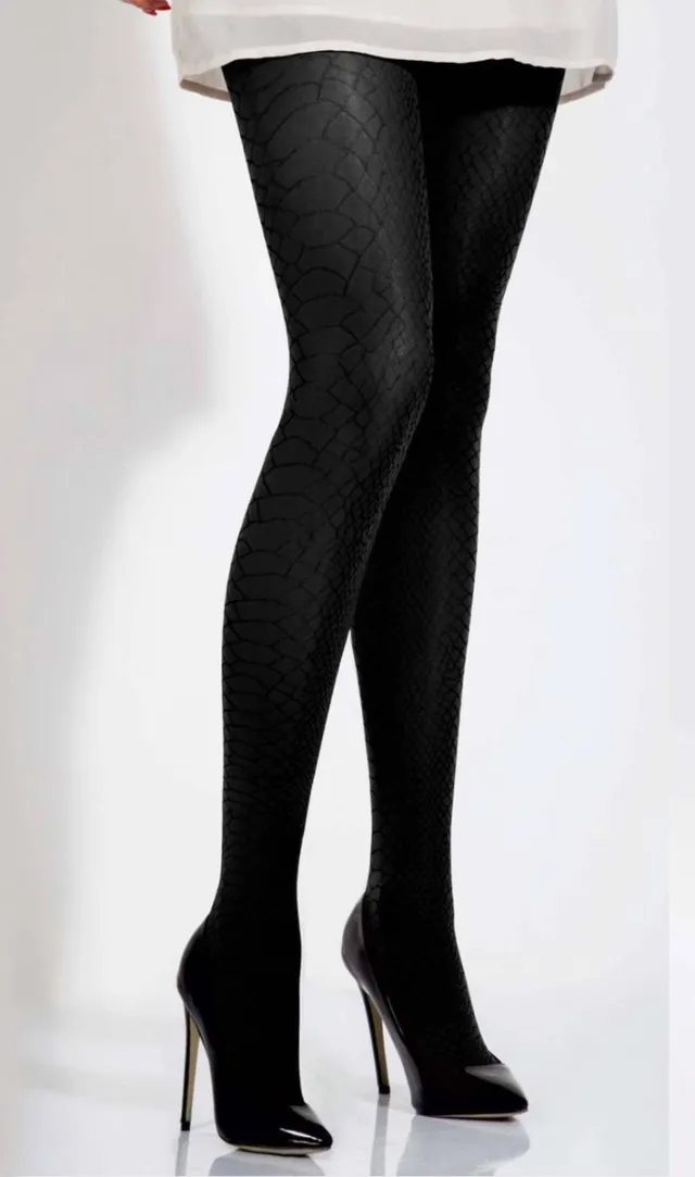 Daymod Debora Met Print Fantasie Panty Micro 50 Denier - ZWART