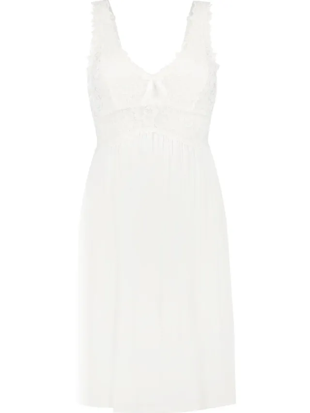 Hunkemöller Maat L Korte slipdress Negligé Modal lace - wit