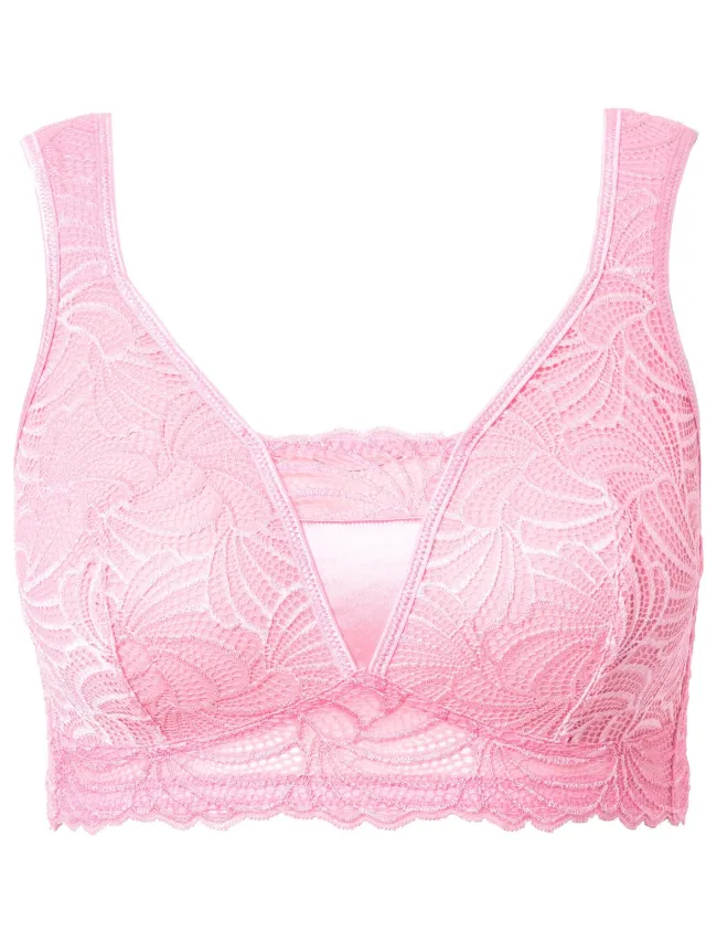 Ulla Popken Dames - Bralette kant zonder beugel - Roze