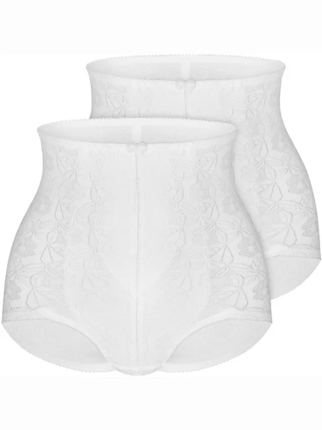 Sassa Verpakking van 2 stuks corrigerende slipjes SHINY JACQUARD Wit