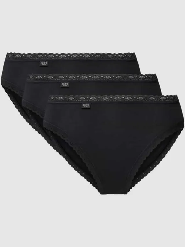 Sloggi Slip met schelprand in 3-pack Zwart