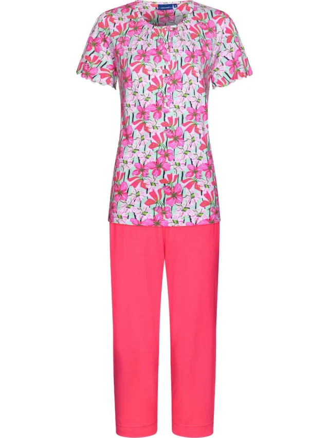 Pastunette Katoenen bloemen pyjama Pastunette - Roze - Maat - 54
