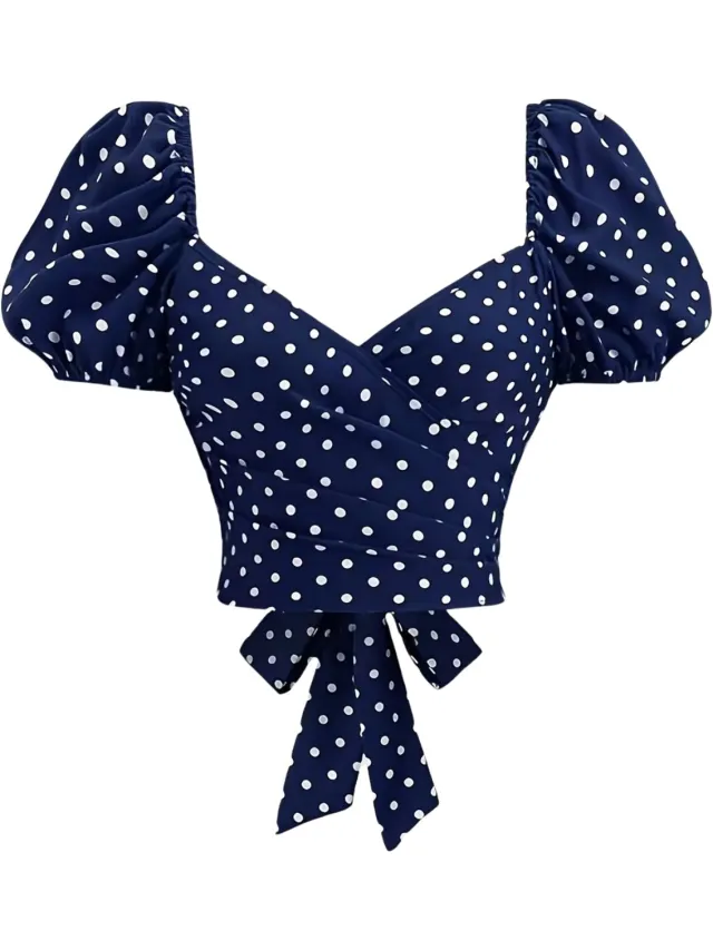 Currero Topje Dames Polkadots - Mouwloze Top - Singlet - Kleding - Shirt - Blouse - Kort - Volwassen - Koningsblauw