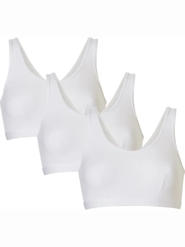 Cotonella Dames Bralette Bi-elastisch Katoen 3-Pack Wit
