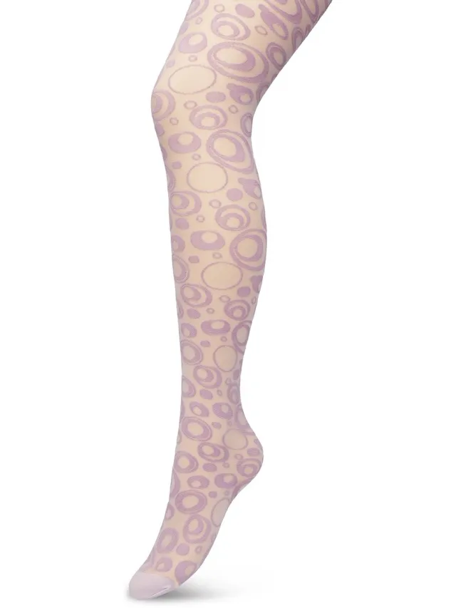 Bonnie Doon Panty 50 Denier Lila Dames - Rondjes en stipjes - Print - Cirkels - Dot Panty - Gladde Naden - Maximaal Draagcomfort - Circkles and Dots Tights - Chique Panty - Feestelijk - Licht Paars - Lichtpaars - Lavender Mist - BP221904.261