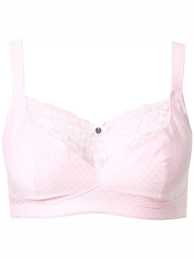 Ulla Popken Dames - Comfortbeha kant zonder beugel - Babyroze