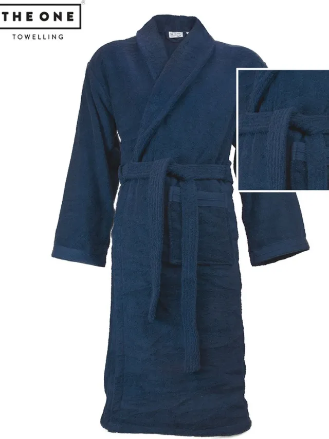 The One Towelling Organic Badjas - Kamerjas - Hoge vochtopname - 420 gr/m² - 100% Biologisch gekamd katoen - Marineblauw