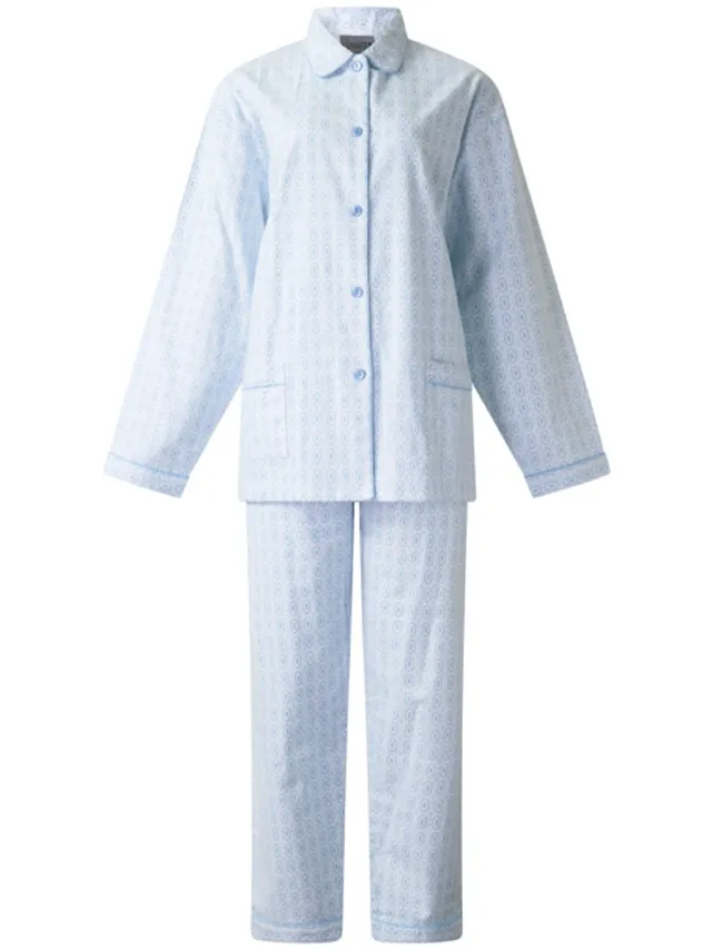 Lunatex dames winter pyjama 641186 - warm flanel - blauw