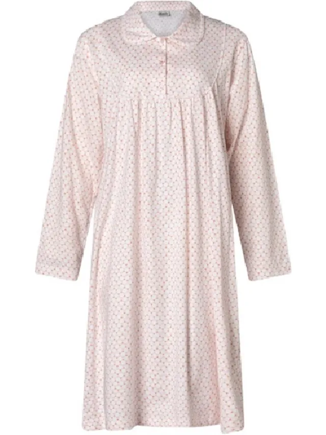 Lunatex klassiek dames nachthemd 224133 met kraag - roze rose