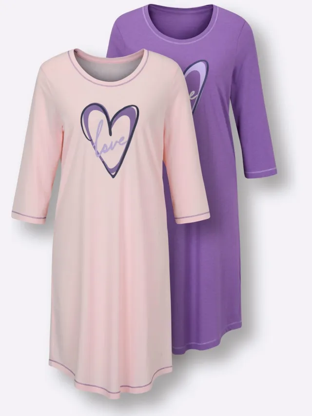 Slaapshirts lila + lichtroze