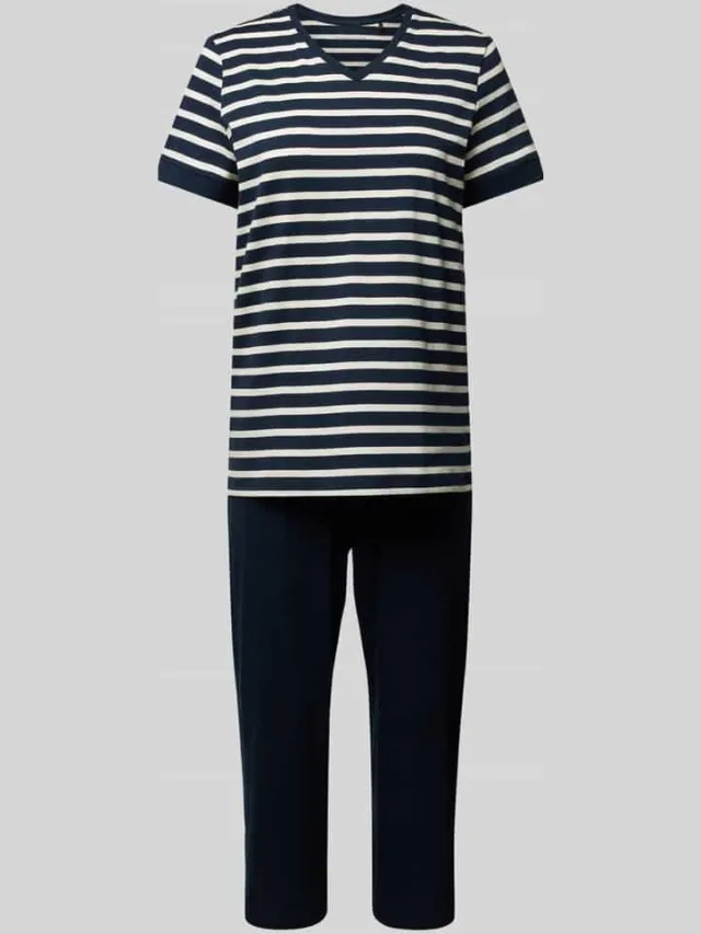 Schiesser Pyjama met streepmotief Blauw