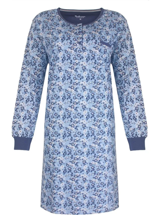Tenderness Dames Nachthemd - Katoen - Indigo Blauw