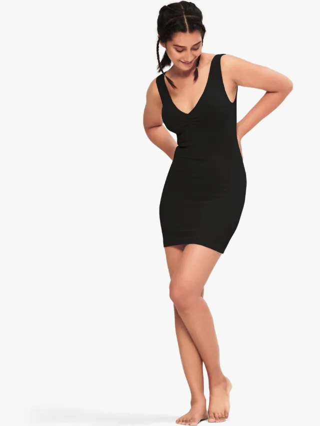Munns en Mars Camisole Corrigerend Dameshemd Spaghetti bandjes Onderhemd V-Neck Zwart