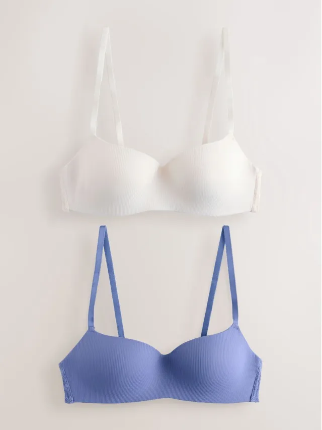 Next Dames - Set van 2 Ultimate Comfort beha's met lichte vulling zonder beugel - Blauw Blue/Cream