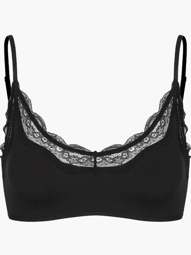 cfab Kanten bralette - Zwart - BH Zonder Beugel Voorgevormd - Ondergoed - Naadlos