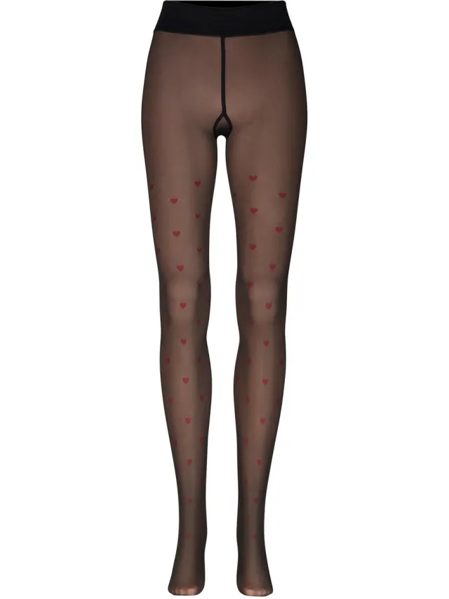 nur die Feinstrumpfhose Strumpfhose warm & transparent strapazierfähig 80 DEN Print rote herzen