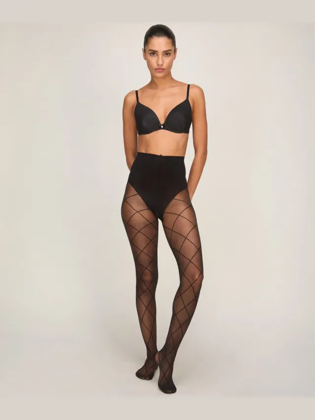 Hunkemöller Panty 15 Denier Check Zwart