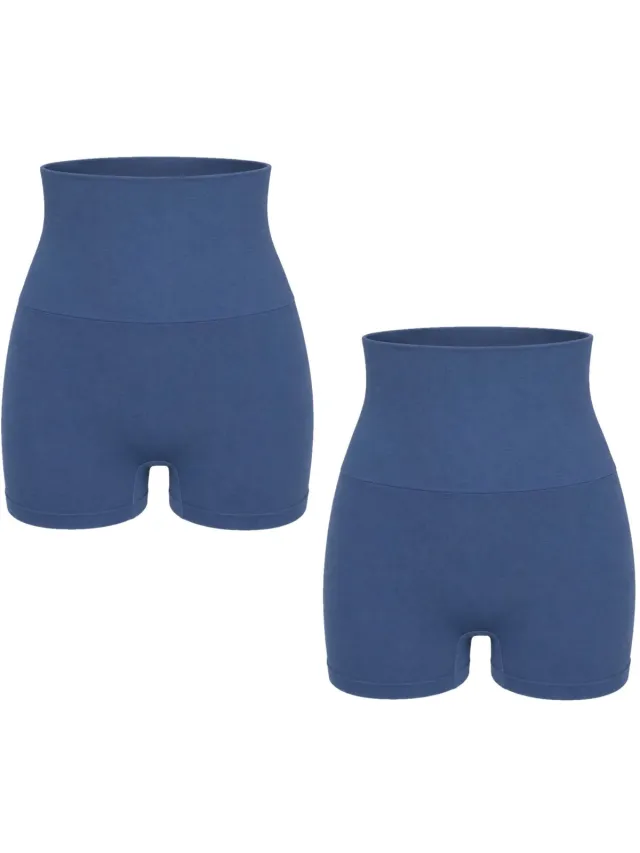 J&C 2-pack Corrigerende Dames Short Hoog Model – Shapewear Short met Hoge Taille – Sterk Corrigerend – Microfiber – Blauw –