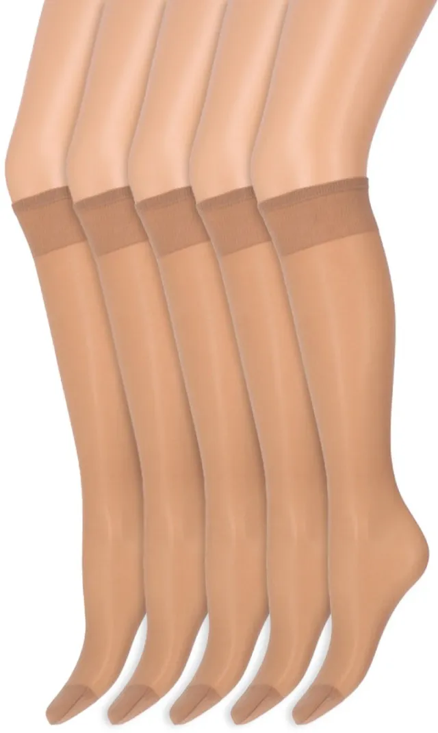 Marianne Kniekousen met soepele boord | Perfecte pasvorm | 20 denier | Merk: Marianne | Maat: One Size | Kleur: Wineblush | 5 Paar Beige
