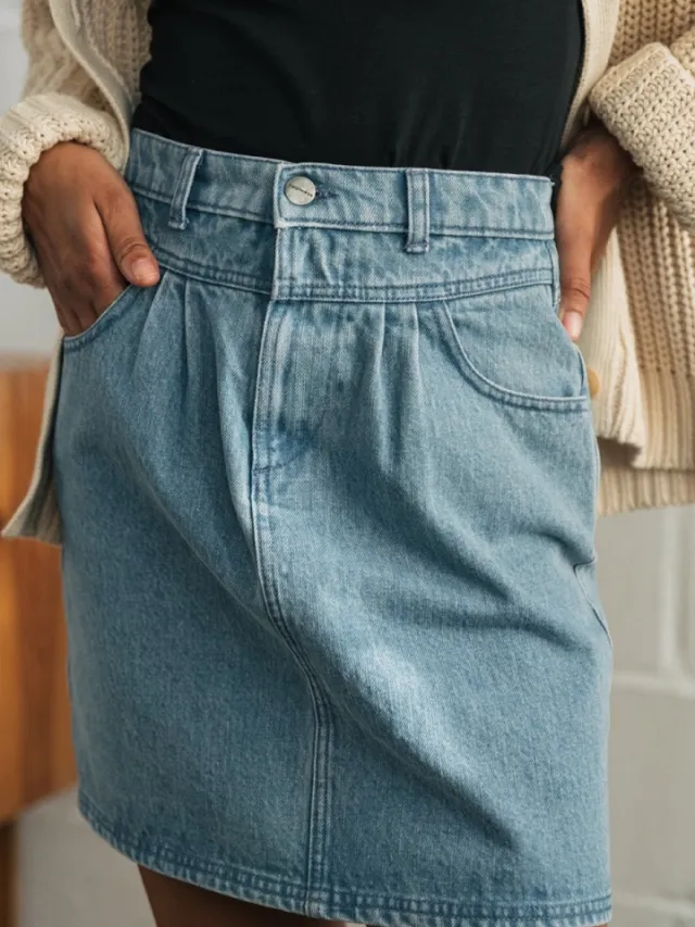 TWOTHIRDS dames vegan Rok Kuratake Lichtblauw
